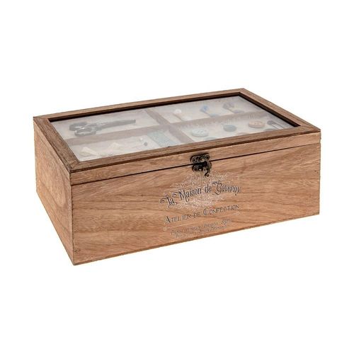 Boîte à Couture compartimentée en bois H 10.8 cm
