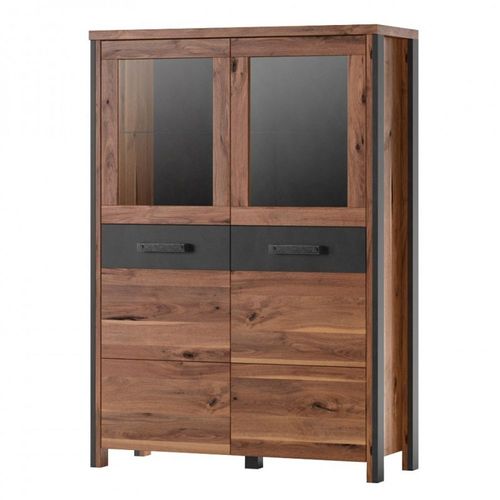 Buffet Haut Collection Windsor. Coloris Chêne Foncé Et Gris Anthracite.