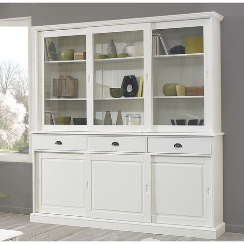 Vaisselier Blanc 6 Portes Coulissantes