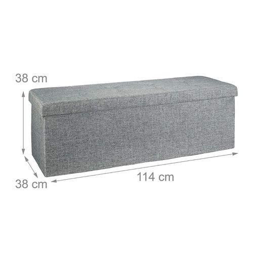 Banquette Banc Pour Coffre De Rangement En Lin Avec Couvercle Gris 114 Cm 3013010