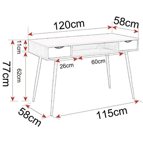 Table D'ordinateur Avec Trois Options De Rangement 120 Cm Mdf Couleur Chêne 19_0000539