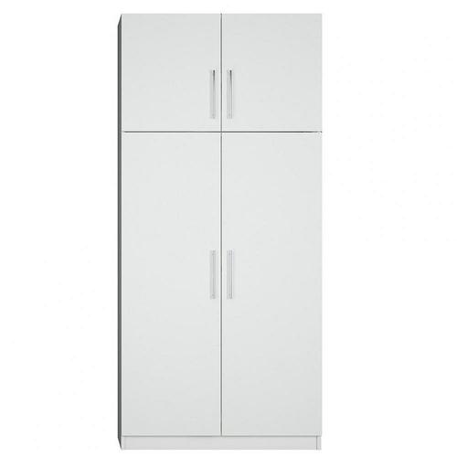 Armoire De Rangement 2 Tringles Penderie 4 Portes Largeur 100 Cm Coloris Blanc Mat