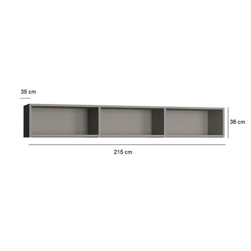 Surmeuble 3 Niches De Rangements Pour Lit Escamotable Horizontal 160 X 200 Cm Hauteur 36 Cm Finition Gris