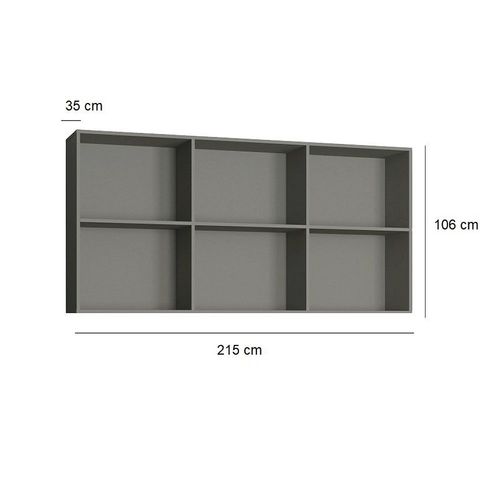 Surmeuble 6 Niches De Rangements Pour Lit Escamotable Horizontal 90 X 200 Cm Hauteur 106 Cm Finition Gris