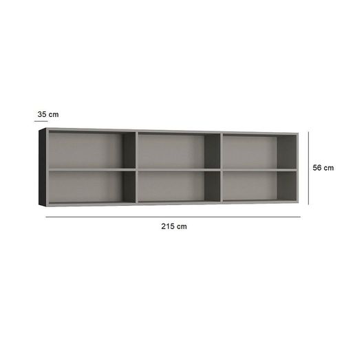 Surmeuble 6 Niches De Rangements Pour Lit Escamotable Horizontal 140 X 200 Cm Hauteur 56 Cm Finition Gris