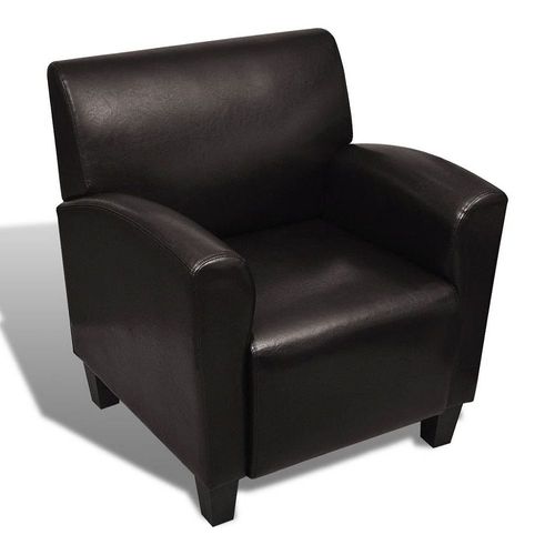 Fauteuil Chaise Siège Lounge Design Club Sofa Salon Cuir Synthétique Marron Foncé 1102043/3
