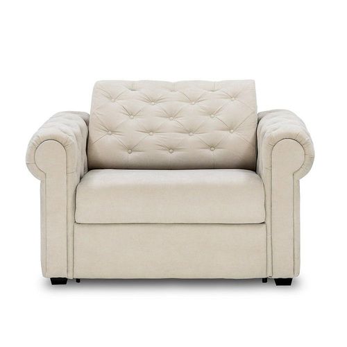 Fauteuil Chesterfield Express Convertible Express 70cm Matelas 16cm Microfibre Écru