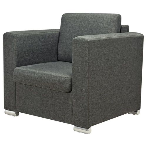 Fauteuil Chaise Siège Lounge Design Club Sofa Salon Tissu Gris Foncé 1102085/3