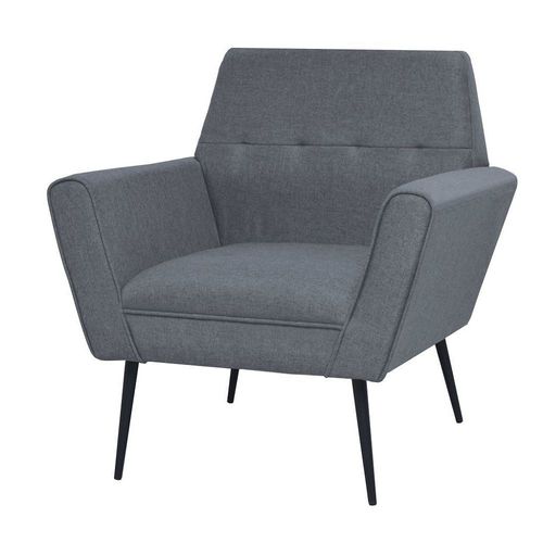 Fauteuil Chaise Siège Lounge Design Club Sofa Salon Acier Et Tissu Gris Clair 1102325