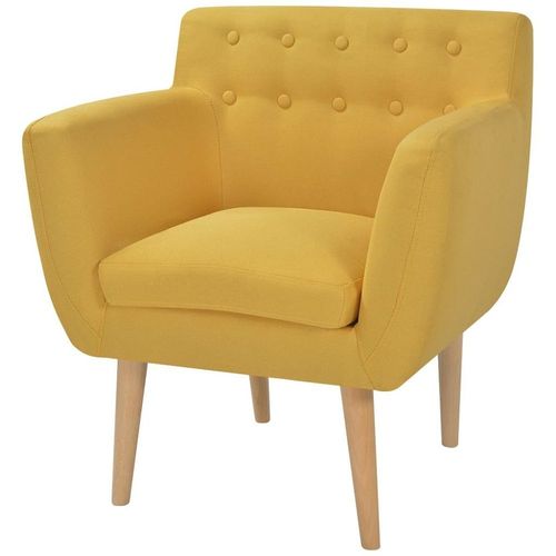Fauteuil Chaise Siège Lounge Design Club Sofa Salon Tissu 67 X 59 X 77 Cm Jaune 1102102/3