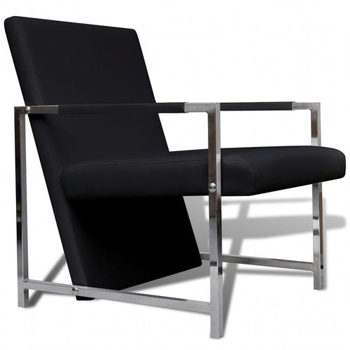 Fauteuil Chaise Siège Lounge Design Club Sofa Salon Avec Pieds Chromés Similicuir Noir 1102046/3