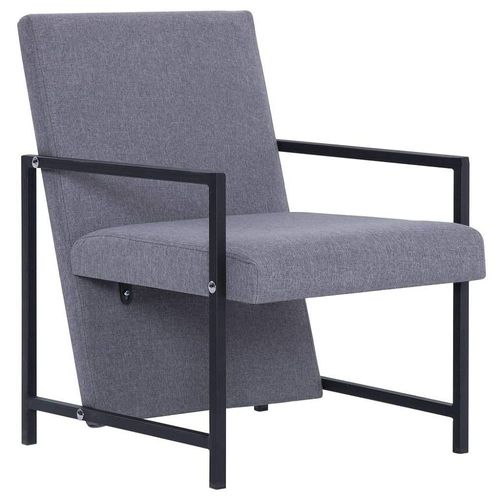 Fauteuil Chaise Siège Lounge Design Club Sofa Salon Avec Pieds En Chrome Gris Clair Tissu 1102277/2