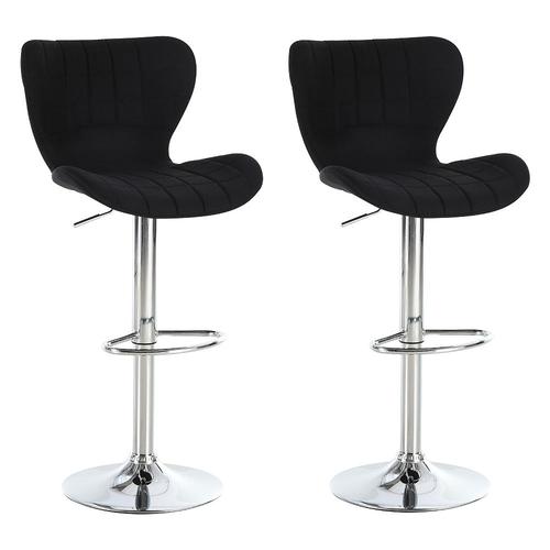 Lot De 2 Tabouret De Bar Design Contemporain Hauteur D'assise Réglable 59-81 Cm Pivotant 360° Lin Noir