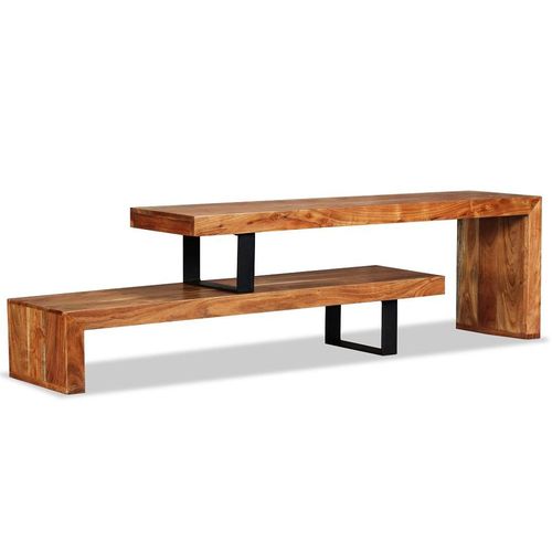 Meuble Télé Buffet Tv Télévision Design Pratique Bois D'acacia Massif 2502036
