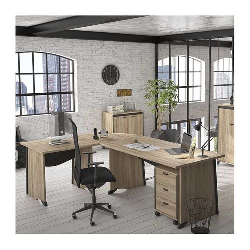 Bureau Style Industriel Avec Voile De Fond L160 Cm - Fabrication Française