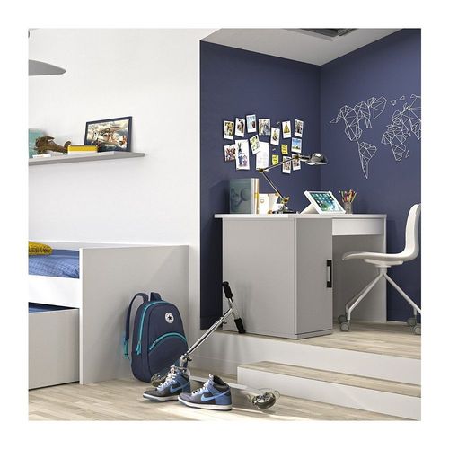 Bureau Ugo Gris Avec Caisson De Rangement Et Tiroir - Fabrication Française
