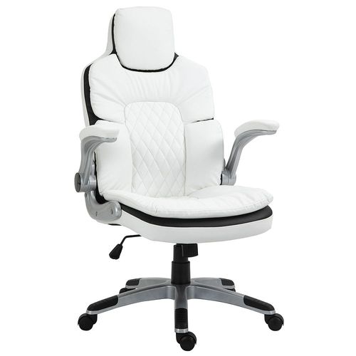 Fauteuil De Bureau Manager Gaming Style Baquet Racing Dossier Assise Capitonné Revêtement Synthétique Bla