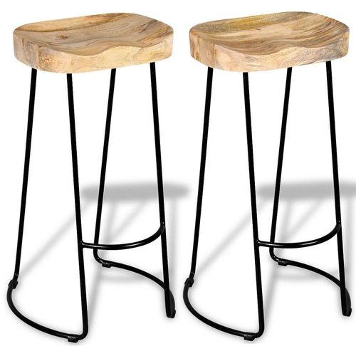 Lot De Deux Tabourets De Bar Design Chaise Siège 2 Pcs Bois De Manguier Massif 1202061
