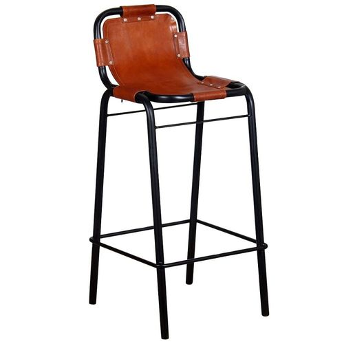 Lot De Deux Tabourets De Bar Design Chaise Siège Cuir Véritable Marron 1202051