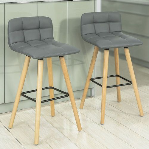 Lot De 2 Tabourets De Bar Cuisine Dossier Repose-Pieds Haute Qualité - Sobuy Fst50-Hgx2