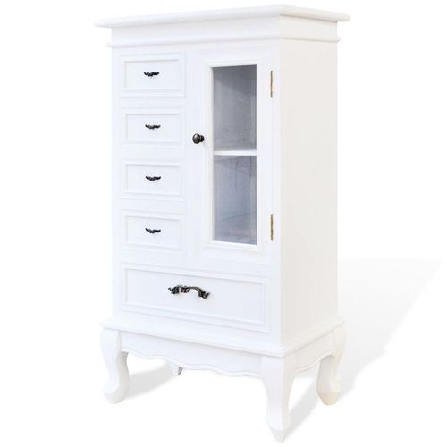 Buffet Bahut Armoire Console Meuble De Rangement Avec 5 Tiroirs Et 2 Étagères Blanc 4402197