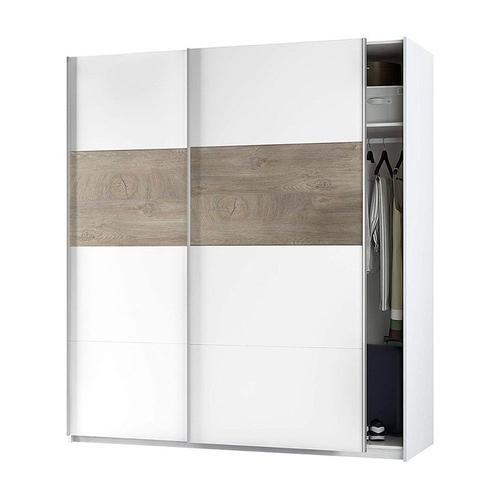 Armoire Avec 2 Portes Coulissantes Coloris Alaska Chêne À Noeuds / Blanc Artic - Hauteur 200 X Longueur 18