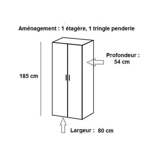 Armoire De Rangement Lund 2 Portes Chêne Naturel 80 X 54 Cm Profondeur