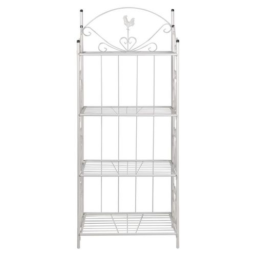 Etagère 4 Niveaux Acier Blanc Intérieur Ou Extérieur Pour Plantes Fleurs 2702002