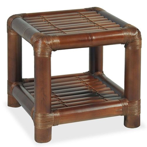 Table De Nuit Chevet Commode Armoire Meuble Chambre 40 X 40 X 40 Cm Bambou Marron Foncé 1402044