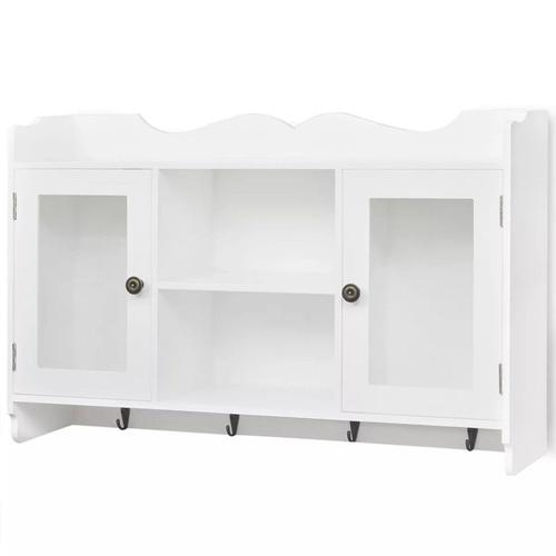 Étagère Armoire Meuble Design Vitrine Murale Avec Étagère De Livre / Dvd / Verre En Mdf Blanc 2702115/2