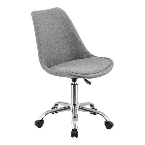 Fauteuil Chaise Siège De Bureau Rembourré 5 Roulettes Rotatif À 360° Et Réglable En Hauteur Métal Gris Cl