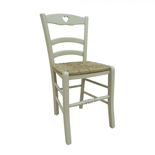 Chaise Classique En Bois Avec Détail Coeur, Made In Italy, 45 X 47 X 88 Cm, Couleur Sable, Avec Fond En P