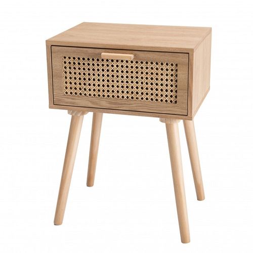 Chevet Couleur Naturel 1 Tiroir Bois Pin Cannage - Romeo