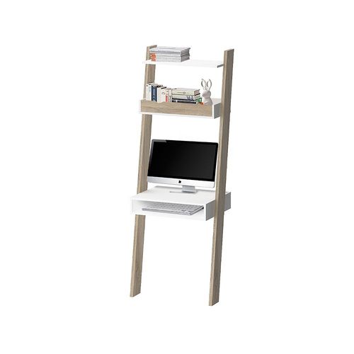 Bureau Déco, Coloris Blanc Et Chêne, 65 X 180 X 48 Cm