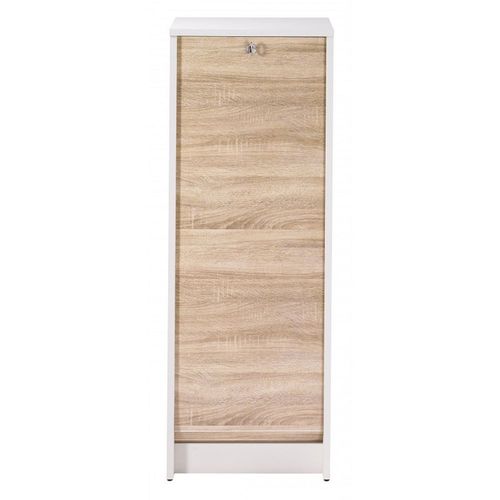 Classeur À Rideau Blanc Bicolore 104 Cm - Coloris: Chêne Naturel