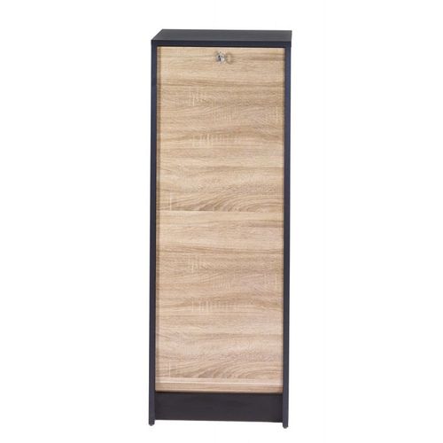 Classeur À Rideau Noir Bicolore 104 Cm - Coloris: Chêne Naturel