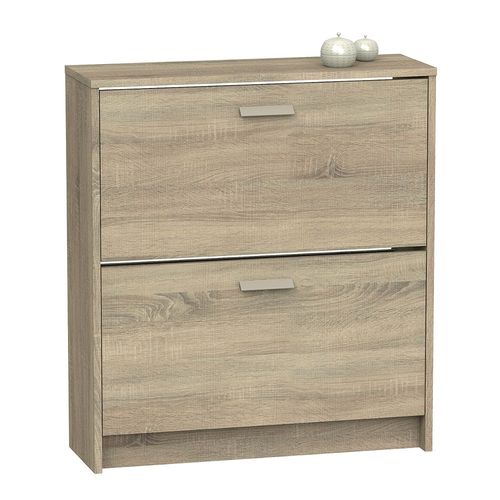 Commode Meuble À Chaussures 2 Portes Coloris Cambrian - Hauteur 82 X Longueur 74 X Profondeur 25 Cm