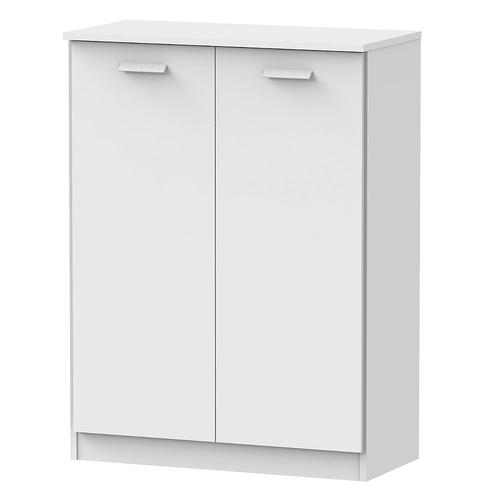 Commode Avec 2 Portes Coulissantes Coloris Blanc - Hauteur 101 X Longueur 74 X Profondeur 36 Cm