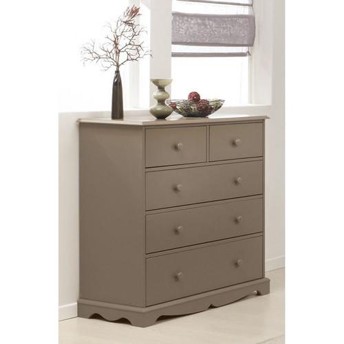 Commode Taupe 5 Tiroirs Charme