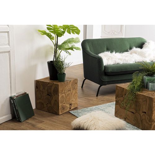Cube 40x40cm Bois Teck Nature - Suzy