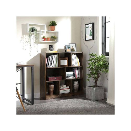 Bibliothèque En Bois Avec Cubes Ouverts Et Étagères - 86 X 28 X 94.5 Cm - Marron Rustique