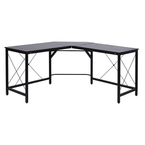 Bureau D'angle Bureau Informatique Design Moderne Métal Mdf Imitation Bois Noir
