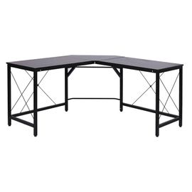 Bureau D'angle Bureau Informatique Design Moderne Métal Mdf Imitation Bois Noir