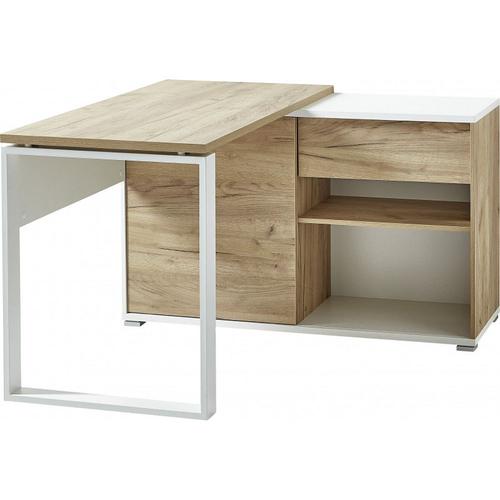 Bureau D'angle Moderne Chêne/Blanc Pietro