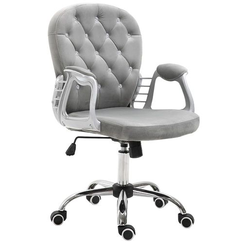 Fauteuil Chaise De Bureau Style Contemporain Hauteur Réglable Roulettes Pivotant Velours 60 X 61 X 95-105