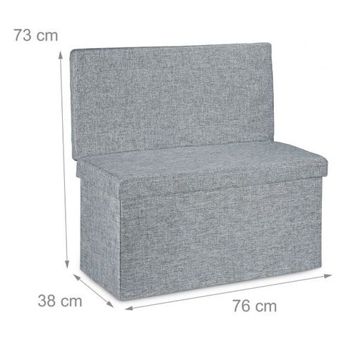 Tabouret Pouf Coffre De Rangement Pliant En Lin 76 Cm Gris 13_0002782