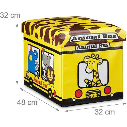 Coffre À Jouets Similicuir Boîte Couvercle Tabouret Pouf Enfant Pliable Jaune 13_0000781_6