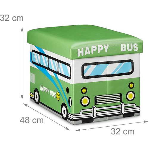 Coffre À Jouets Similicuir Boîte Couvercle Tabouret Pouf Enfant Pliable Vert 13_0000781