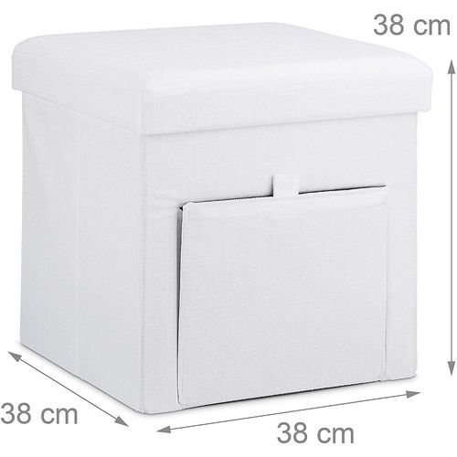 Tabouret Coffre De Rangement Pliant En Lin Blanc 13_0002780_2