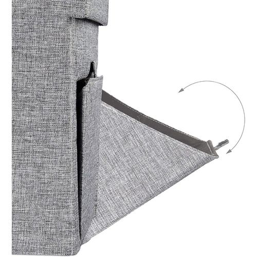 Tabouret Coffre De Rangement Pliant En Lin Gris 13_0002780
